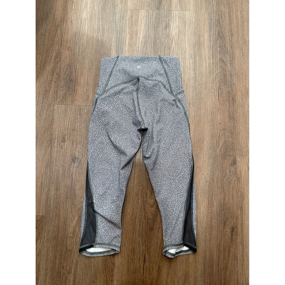 Lululemon‎ High Times Pant 7/8 Leggings Grey Crackle Mesh Size 4 W5HSP S